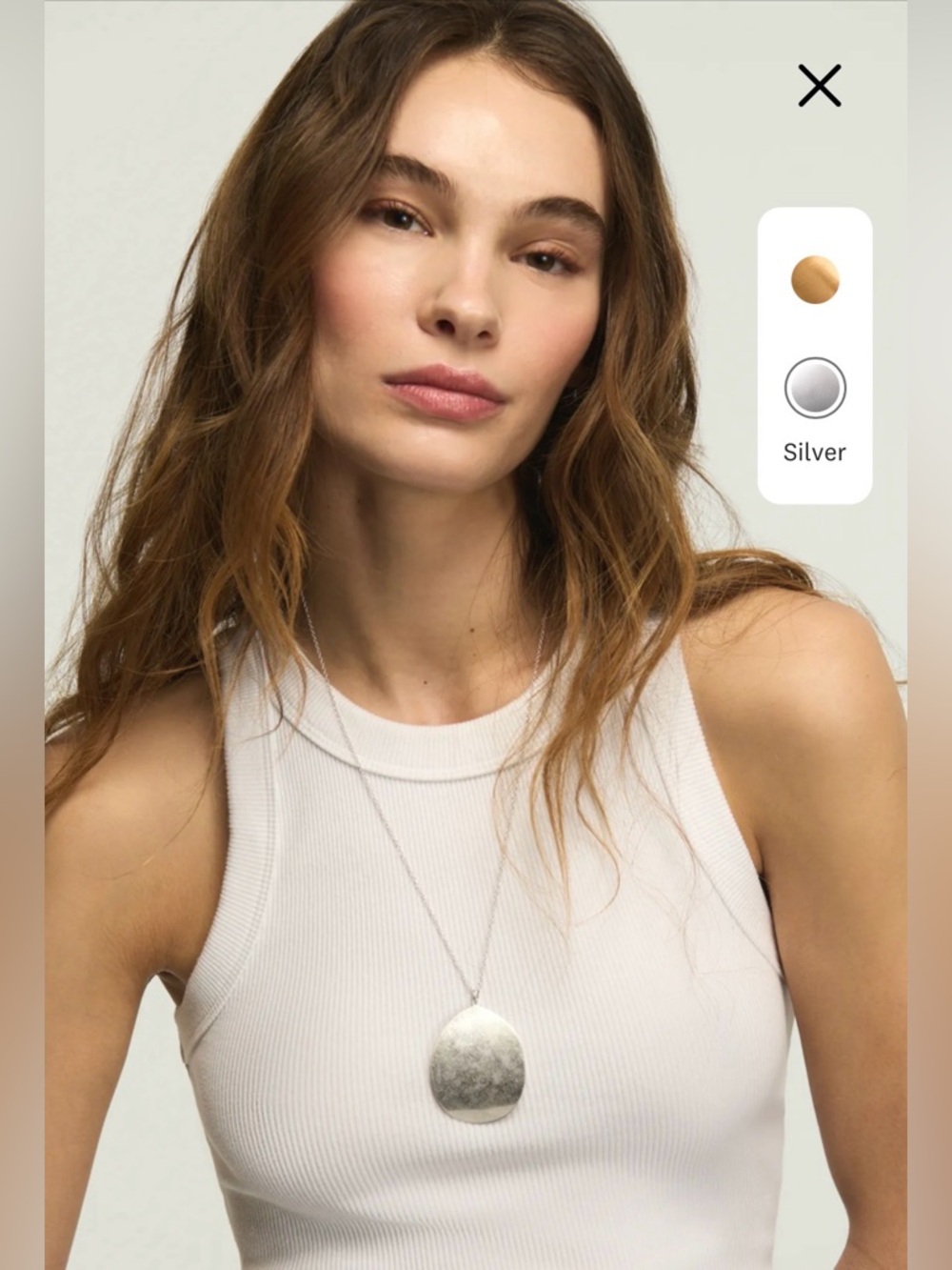 NWT Lucky Brand Large Teardrop Necklace Silver-Tone Long Adjustable Chain